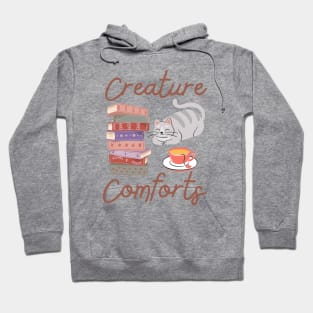 Cute Creature Comforts Cat Tea Book Lover Hoodie